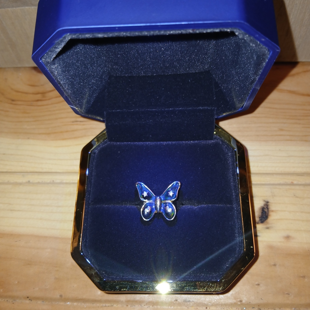 Butterfly Enamel Ring in Blue and Green